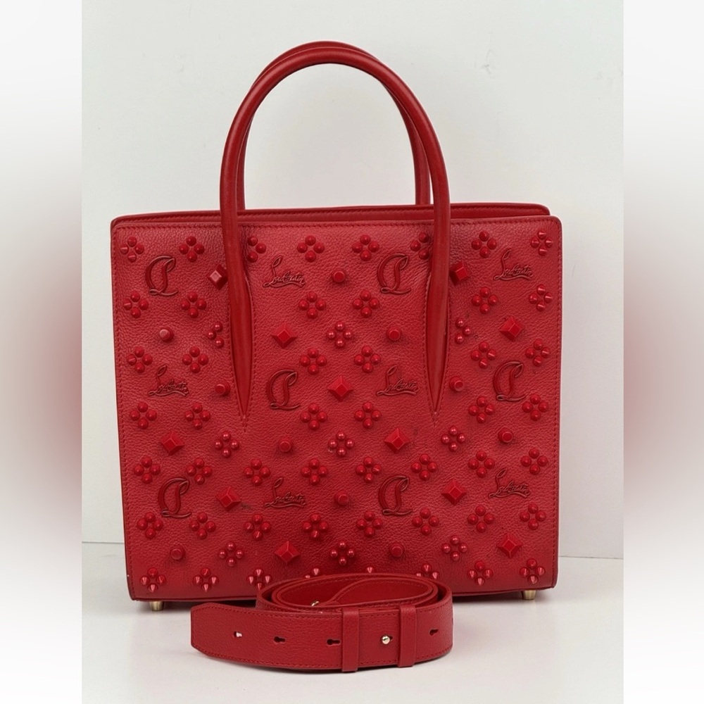 Christian Louboutin Red Calf Leather Paloma Loubinhesky Medium Top Handle Bag - Picture 3 of 15